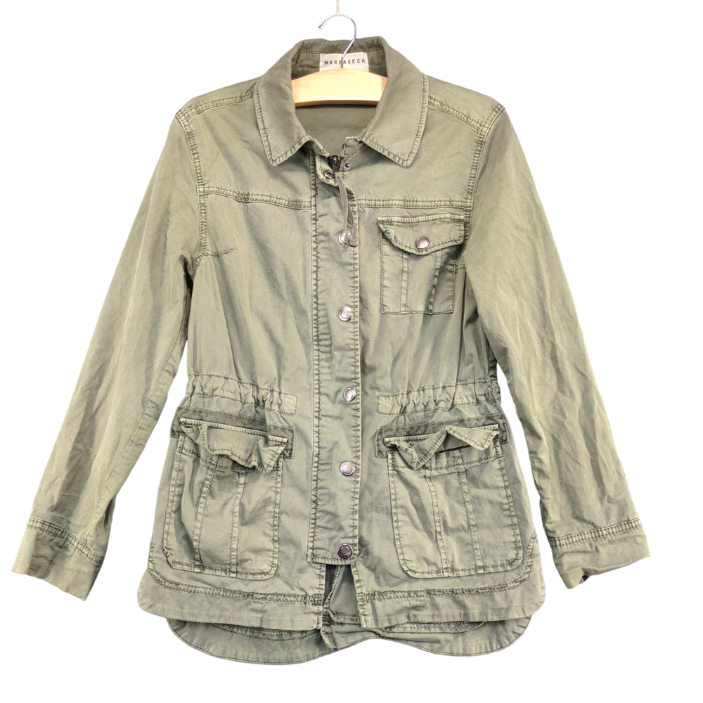 Marrakech Women's Full Zip Military Utility Jacket Green XS Long Sleeve Pockets